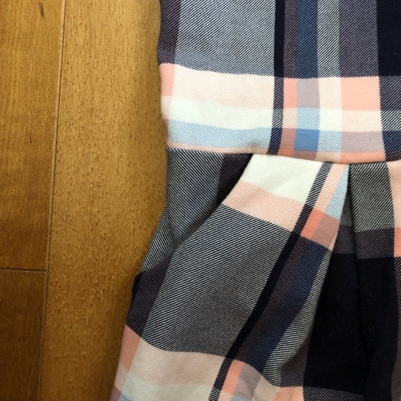 H&M Girls 8-10 Blue and Pink Plaid Pleated Shift Dress Pockets Academic School - Picture 3 of 8